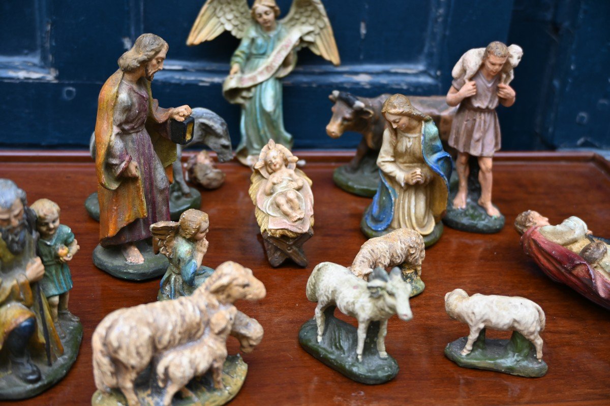 Painted Plaster Christmas Nativity Scene -photo-6