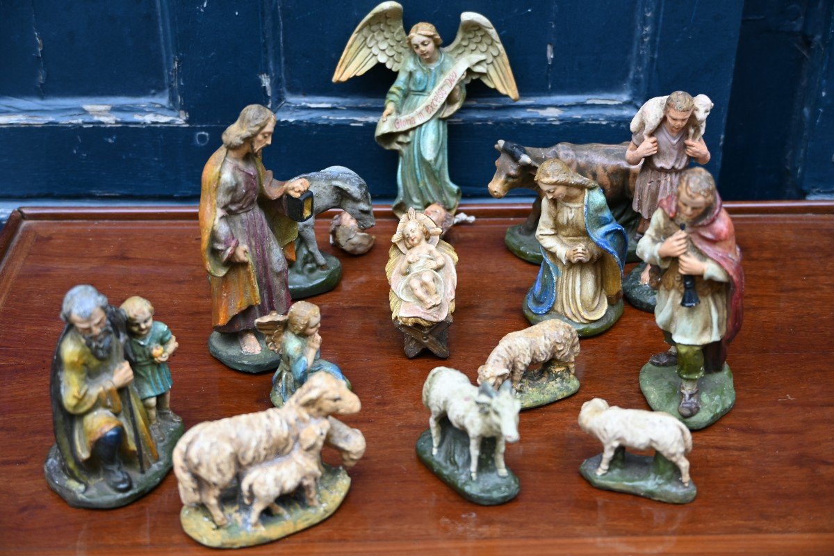 Painted Plaster Christmas Nativity Scene -photo-7