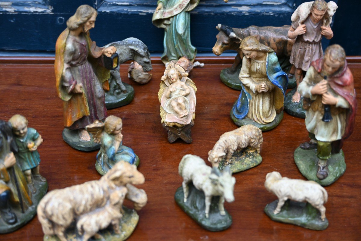 Painted Plaster Christmas Nativity Scene 