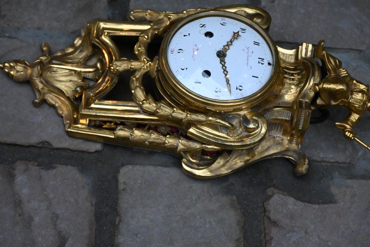 Gilt Bronze Cartel With Chinese Decor, Louis XVI Period-photo-2