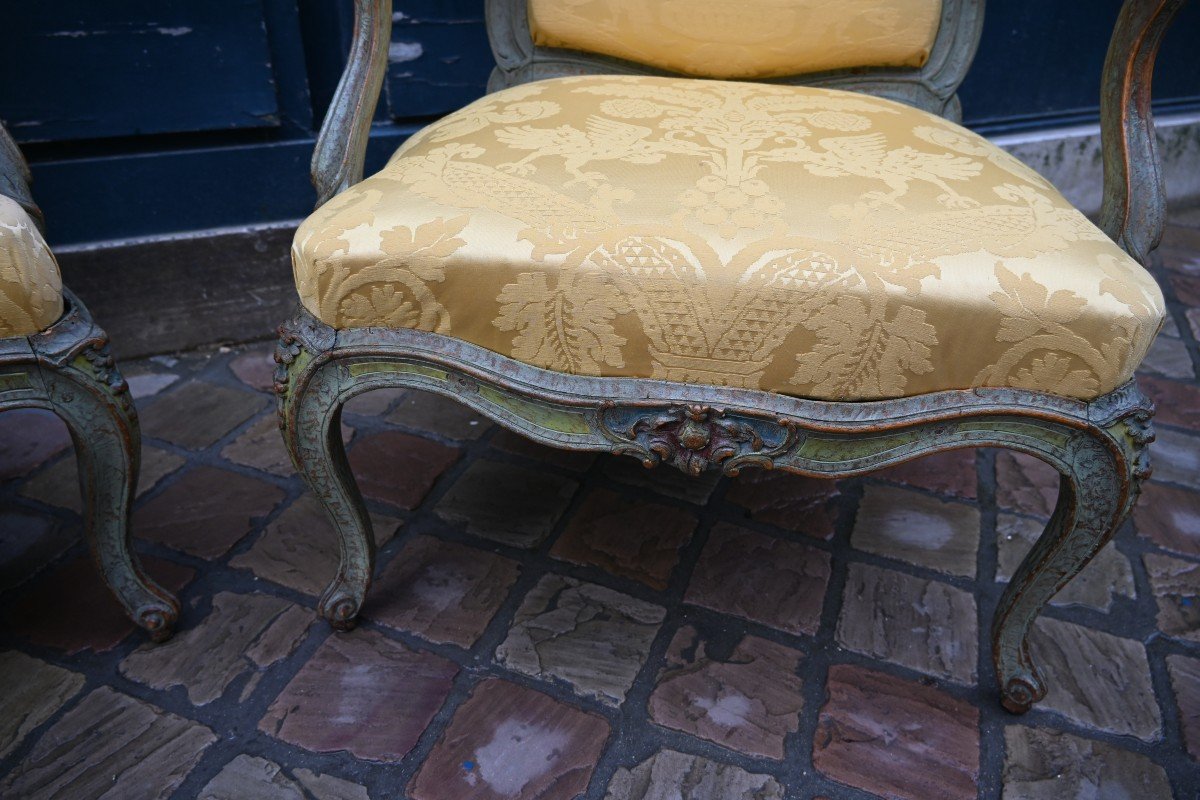 Pair Of Chassis Armchairs From Louis XV Period Stamped By Avisse XVIII-photo-2