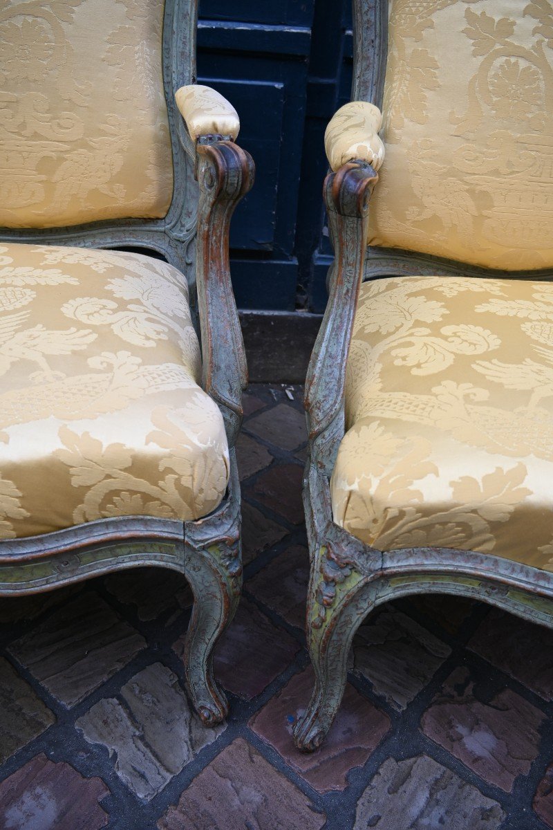 Pair Of Chassis Armchairs From Louis XV Period Stamped By Avisse XVIII-photo-4