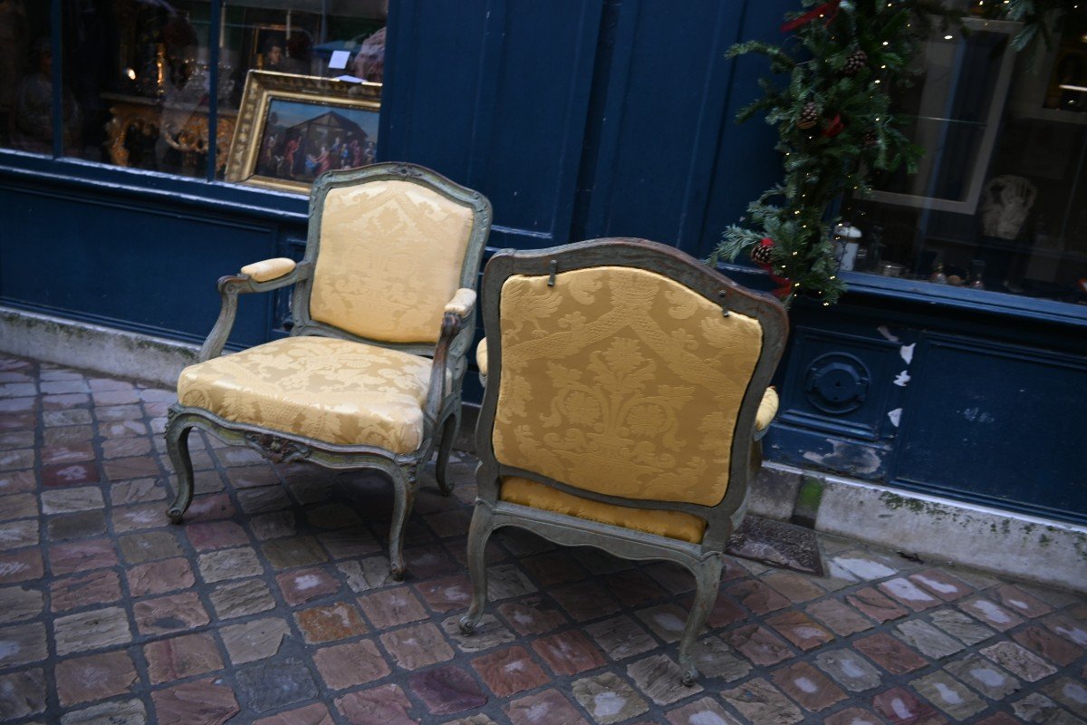 Pair Of Chassis Armchairs From Louis XV Period Stamped By Avisse XVIII-photo-2