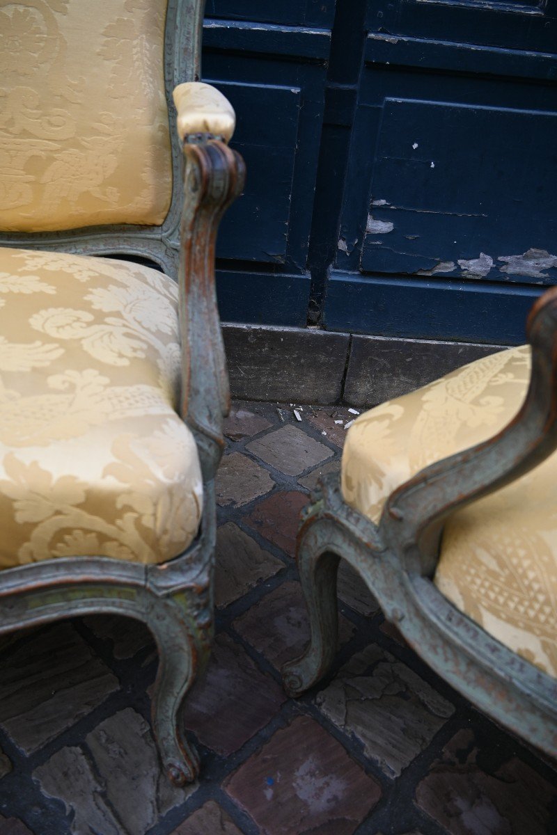 Pair Of Chassis Armchairs From Louis XV Period Stamped By Avisse XVIII-photo-4