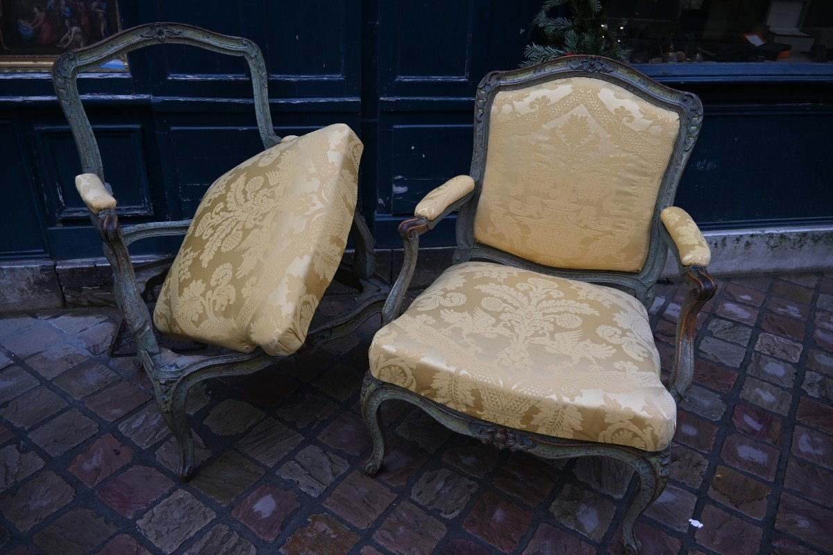 Pair Of Chassis Armchairs From Louis XV Period Stamped By Avisse XVIII-photo-8