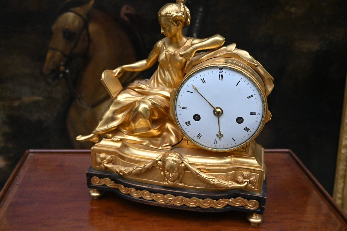 Bronze Pendulum Clock Known As Prudence Or Cleopatra From The Louis XVI Period-photo-4