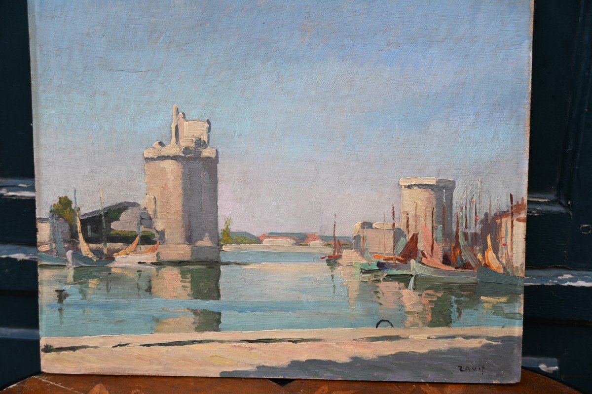 Oil On Panel La Rochelle, Signed By Zavit-photo-2