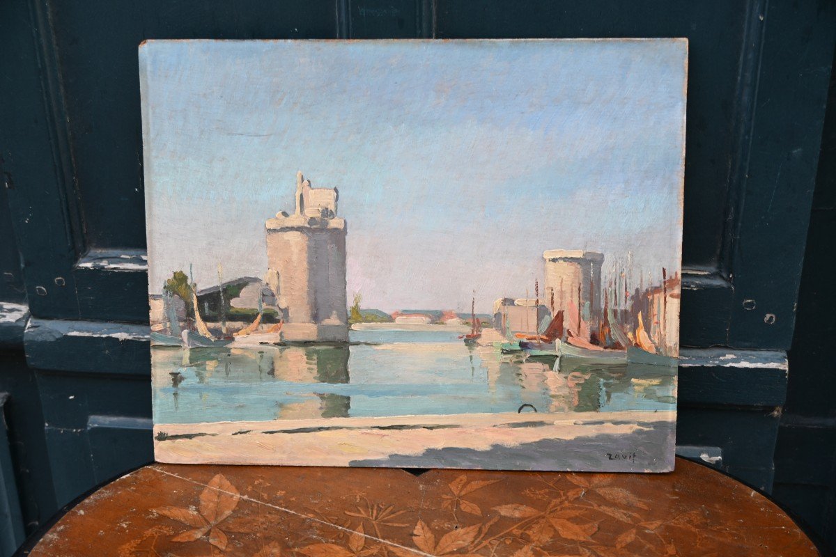 Oil On Panel La Rochelle, Signed By Zavit-photo-3