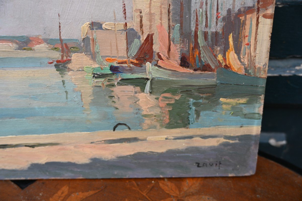 Oil On Panel La Rochelle, Signed By Zavit-photo-4