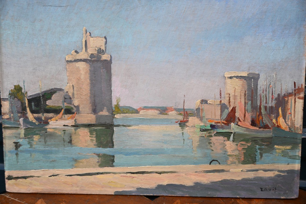 Oil On Panel La Rochelle, Signed By Zavit