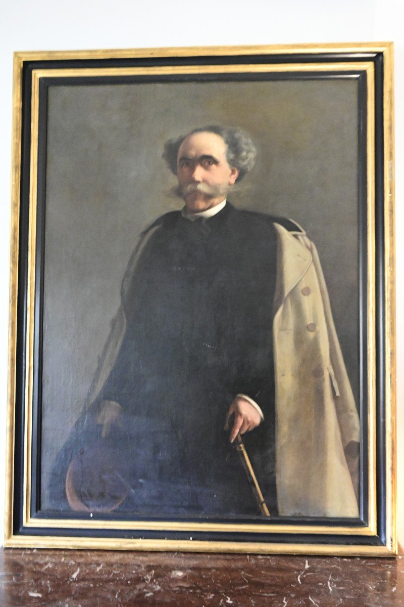 Large Portrait Of A Man 19th Century Signed By Balmette 