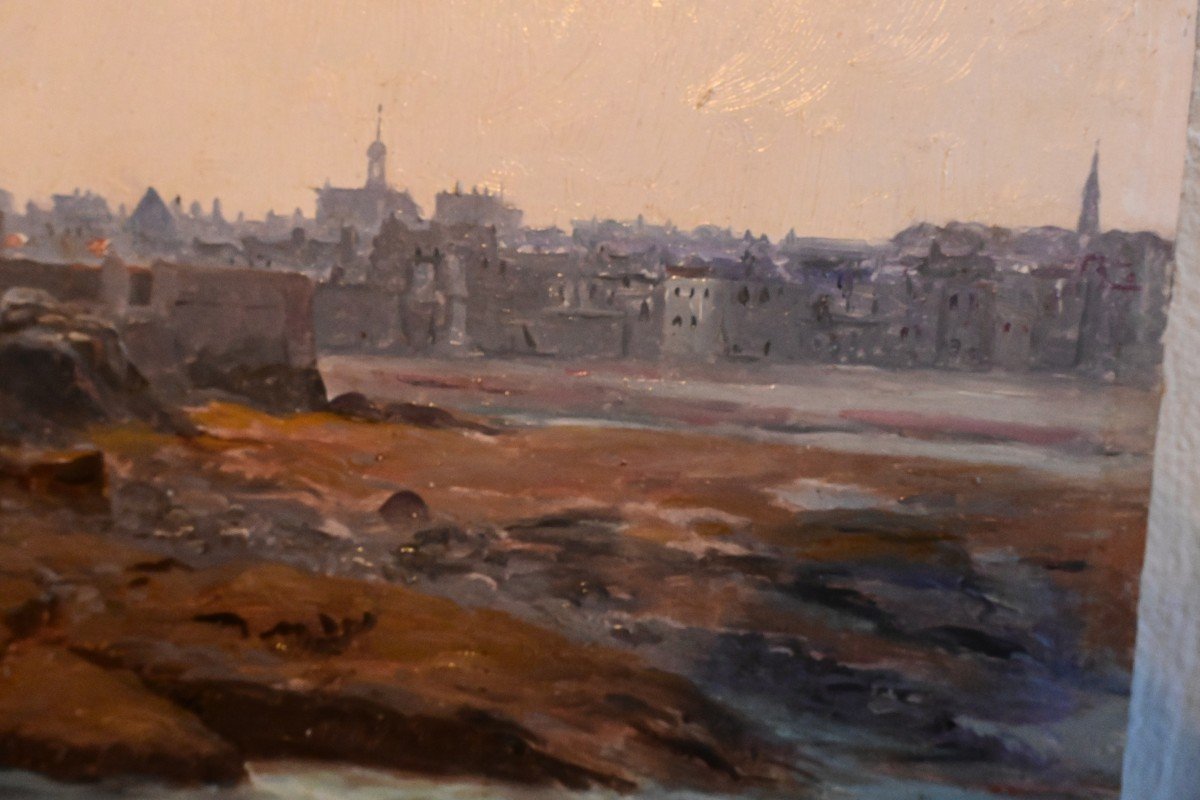 View Of Saint Malo Signed By Eugène Bouillé-photo-5