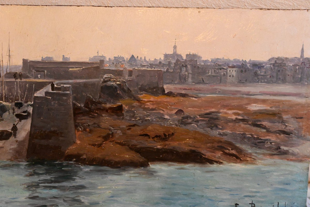 View Of Saint Malo Signed By Eugène Bouillé-photo-6