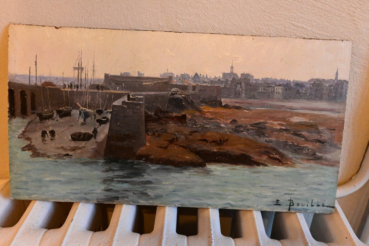 View Of Saint Malo Signed By Eugène Bouillé-photo-7