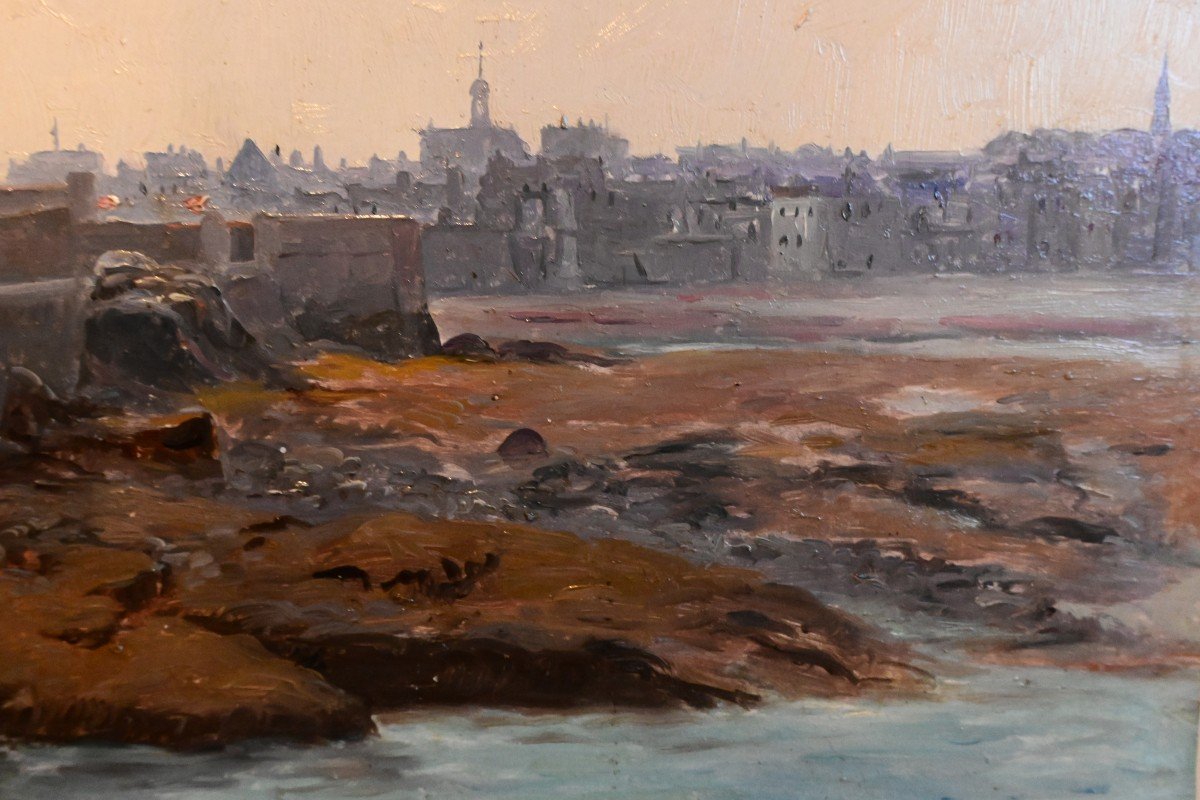 View Of Saint Malo Signed By Eugène Bouillé