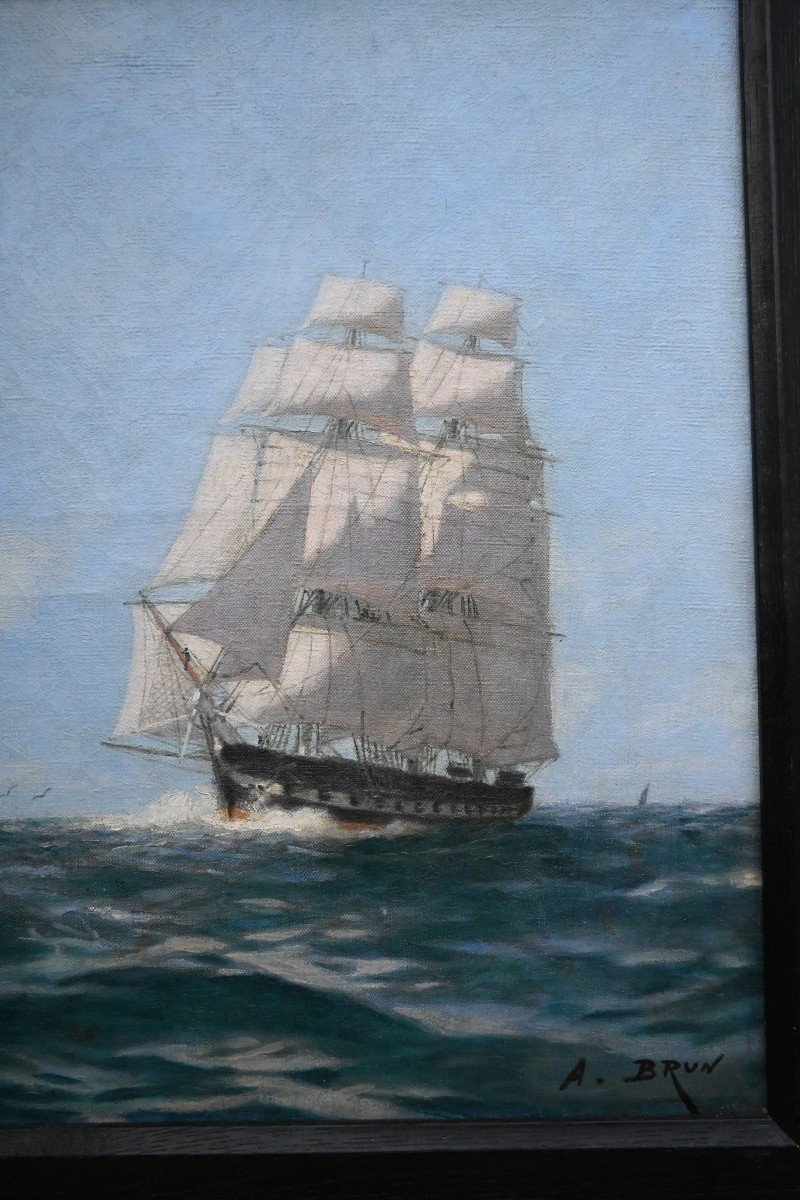 Alexandre Brun, Three Masted Boat At Sea -photo-2