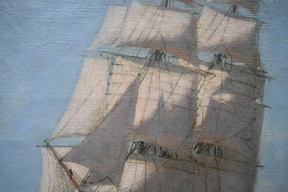 Alexandre Brun, Three Masted Boat At Sea -photo-4