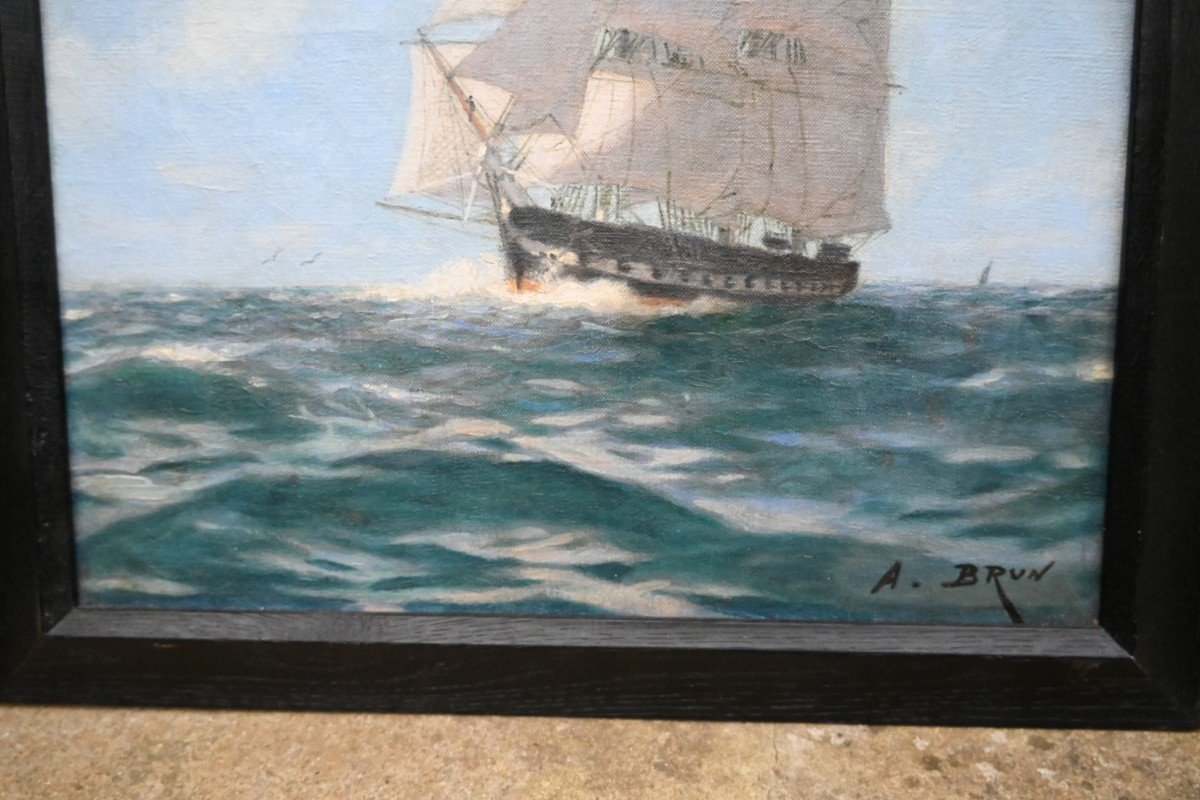 Alexandre Brun, Three Masted Boat At Sea -photo-2