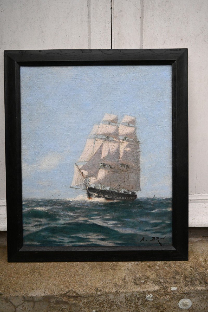 Alexandre Brun, Three Masted Boat At Sea -photo-5