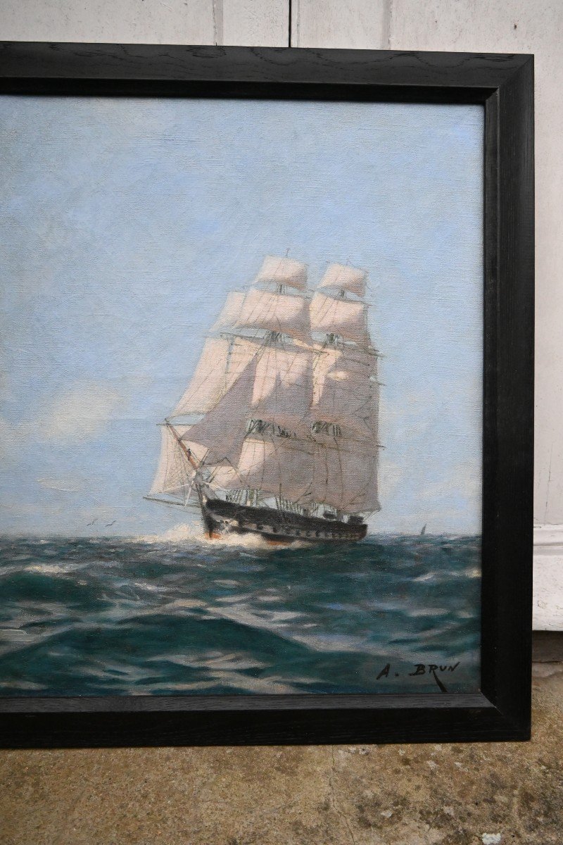 Alexandre Brun, Three Masted Boat At Sea -photo-6