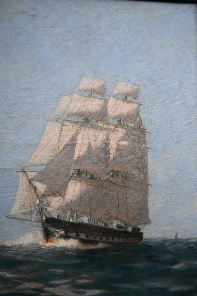 Alexandre Brun, Three Masted Boat At Sea -photo-7