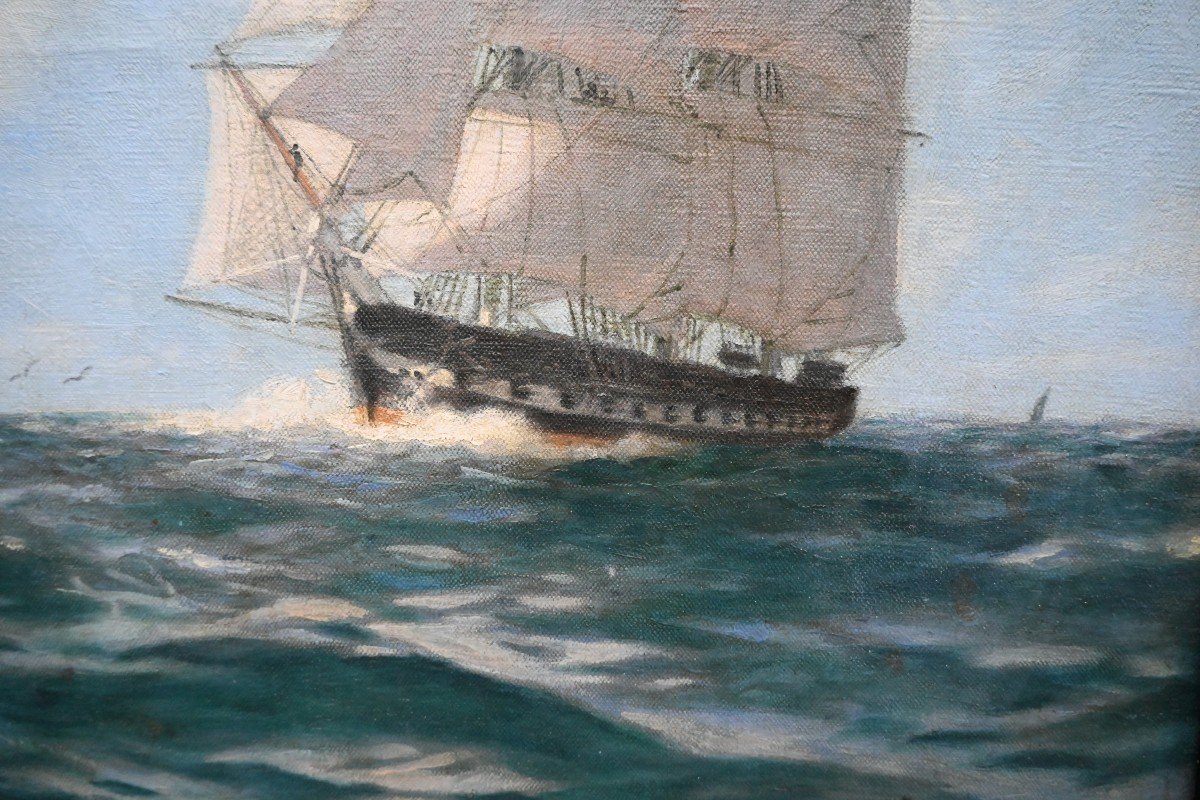 Alexandre Brun  , Trois Mâts  Bateau En Mer 