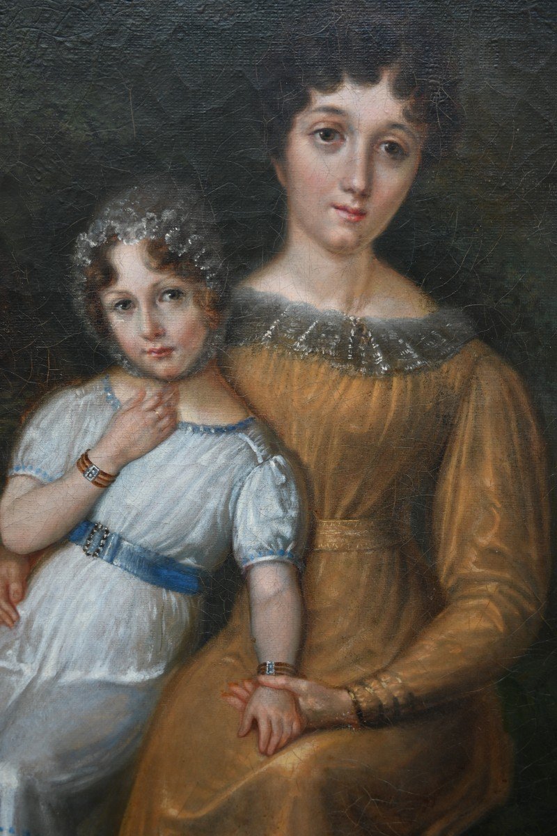 Portrait D Une Mère Et De Sa Fille D époque Restauration XIX