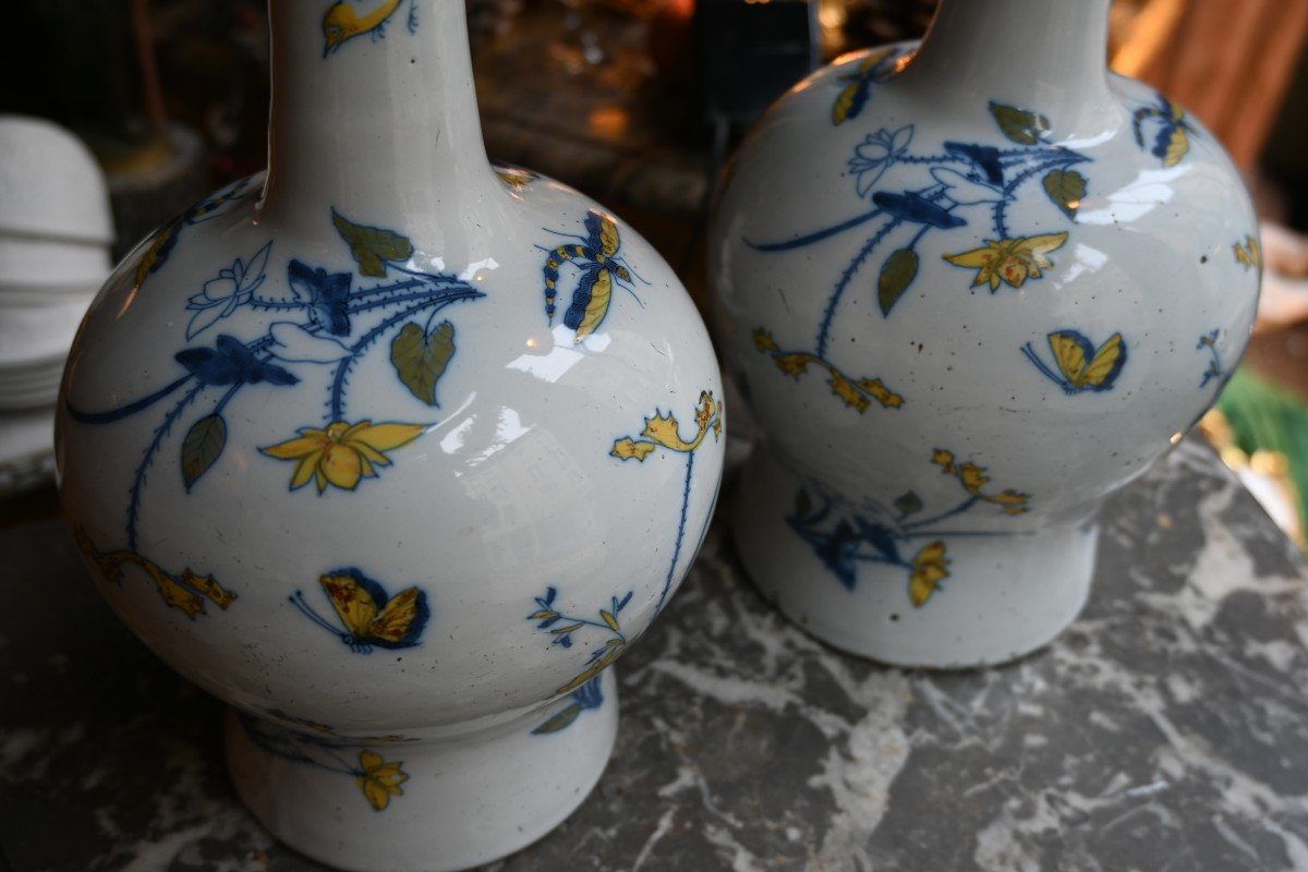 Pair Of 18th Century Earthenware Gourd Vases-photo-2