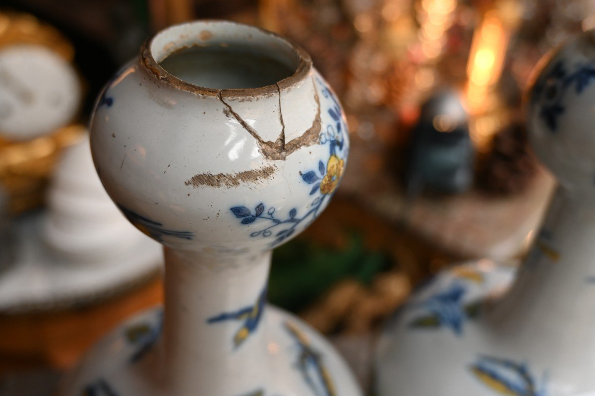 Pair Of 18th Century Earthenware Gourd Vases-photo-1