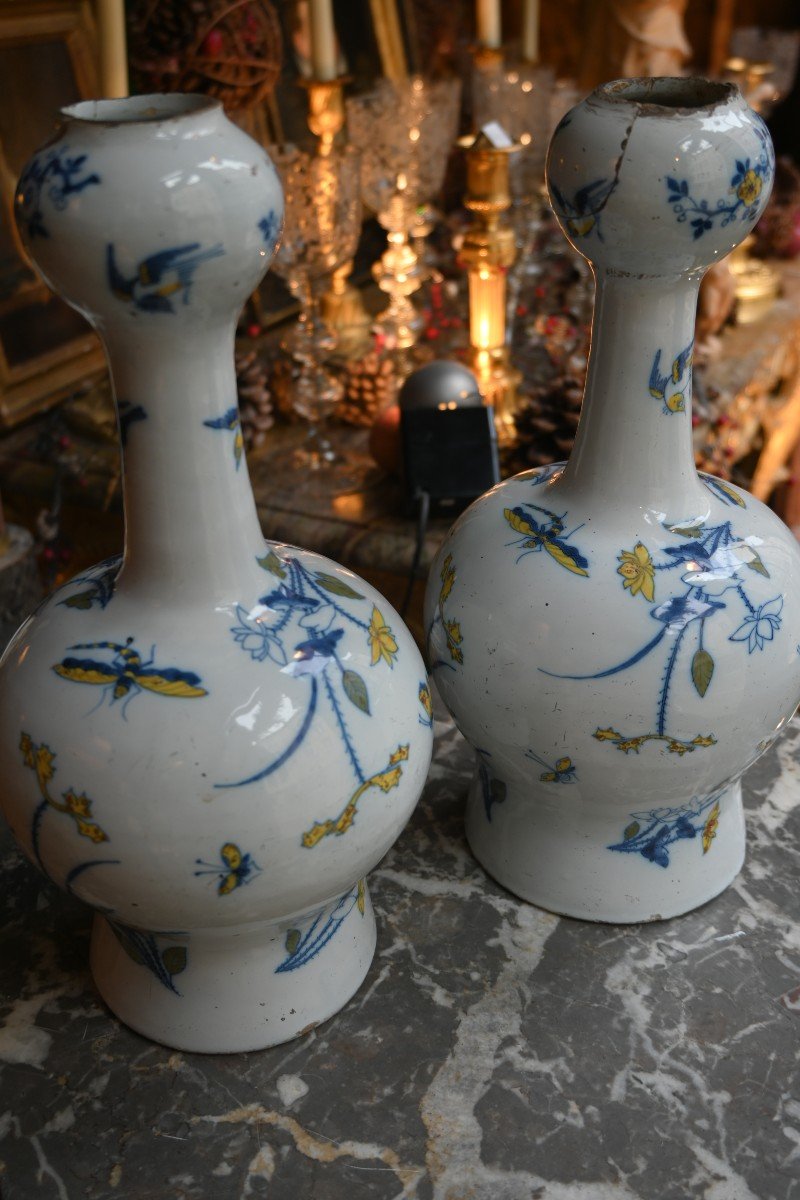 Pair Of 18th Century Earthenware Gourd Vases-photo-4