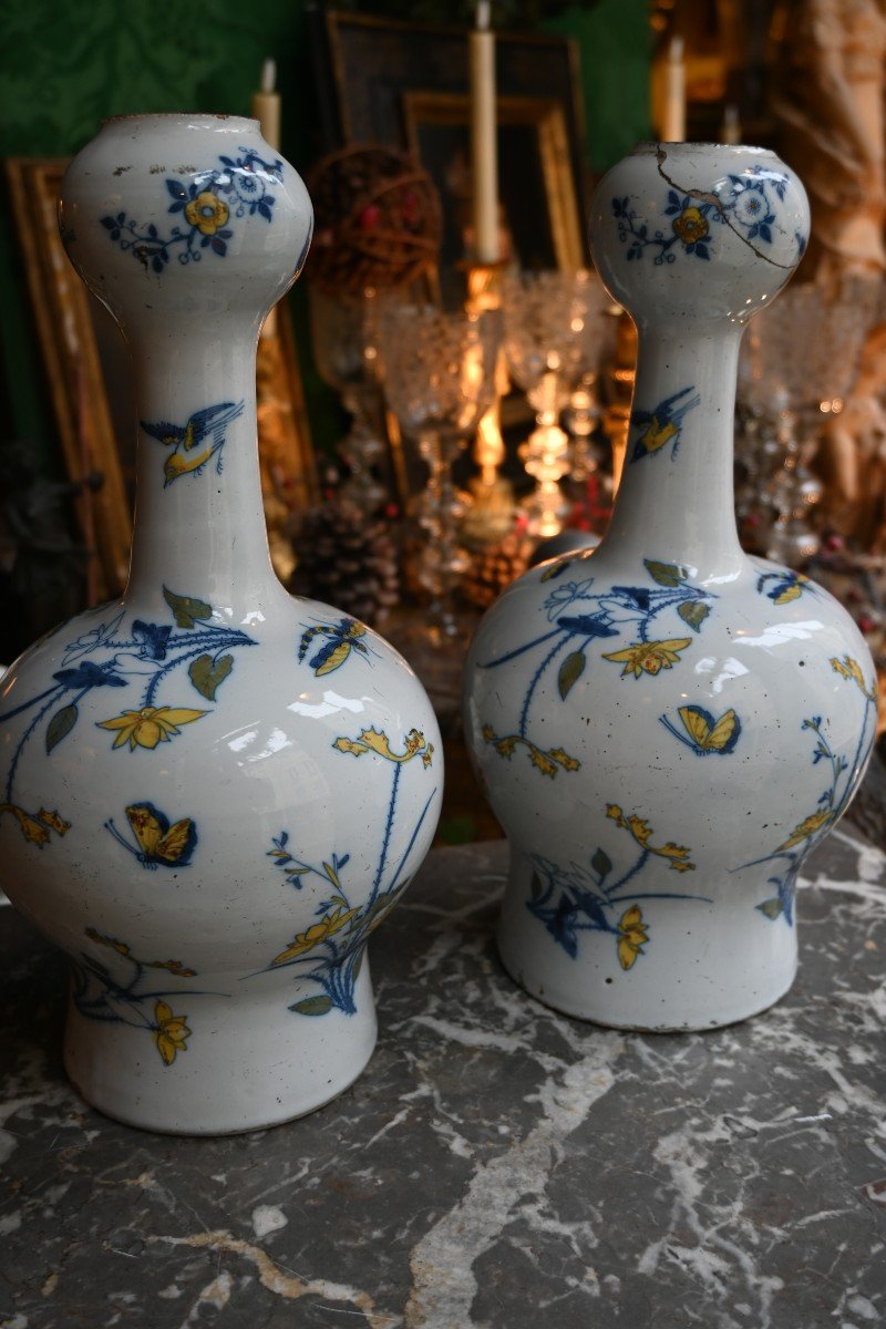 Pair Of 18th Century Earthenware Gourd Vases