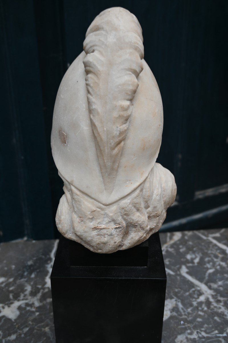 Head Of Minerva In Marble After Antiquity, 18th Century-photo-1