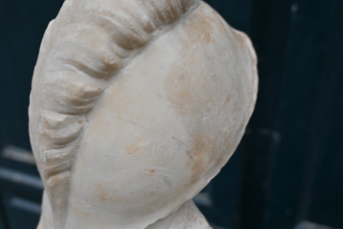 Head Of Minerva In Marble After Antiquity, 18th Century-photo-3