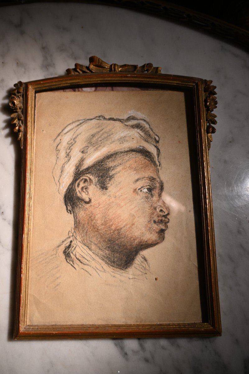 Watteau , D Après Dessin Tête De Maure Au Turban  -photo-2