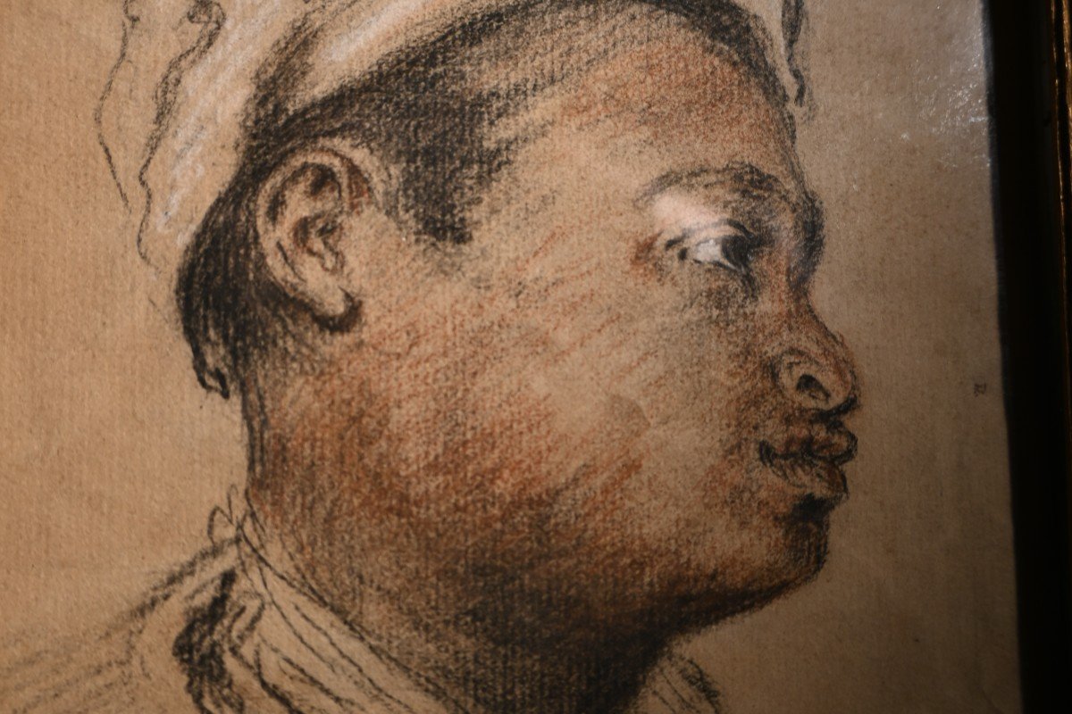 Watteau , D Après Dessin Tête De Maure Au Turban  