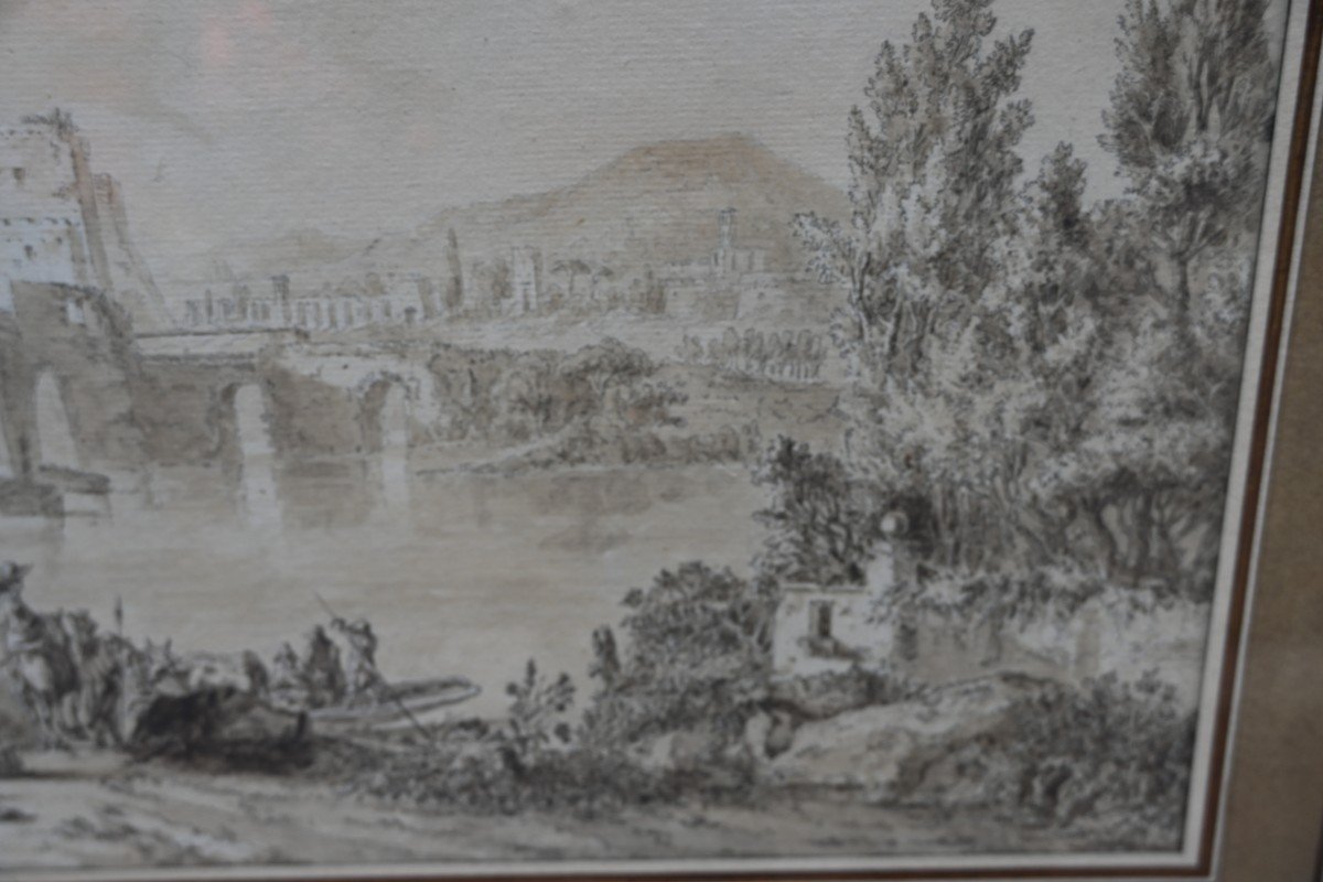 Drawing View Of Italy By Jean Baptiste Tierce 18th Century School-photo-7