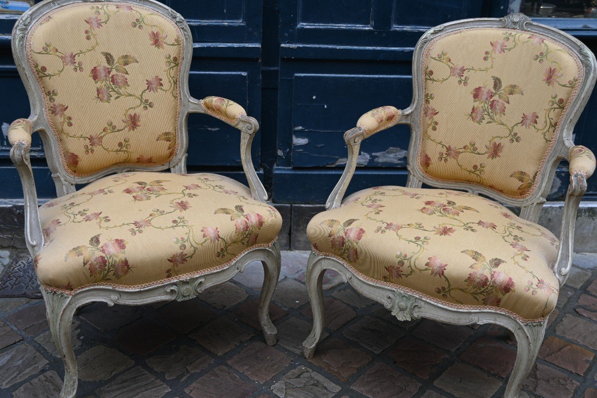 Tilliard , Paire De Fauteuils D époque Louis XV-photo-3