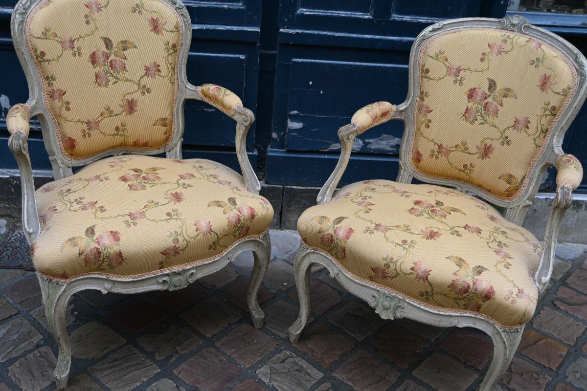 Tilliard , Paire De Fauteuils D époque Louis XV-photo-2