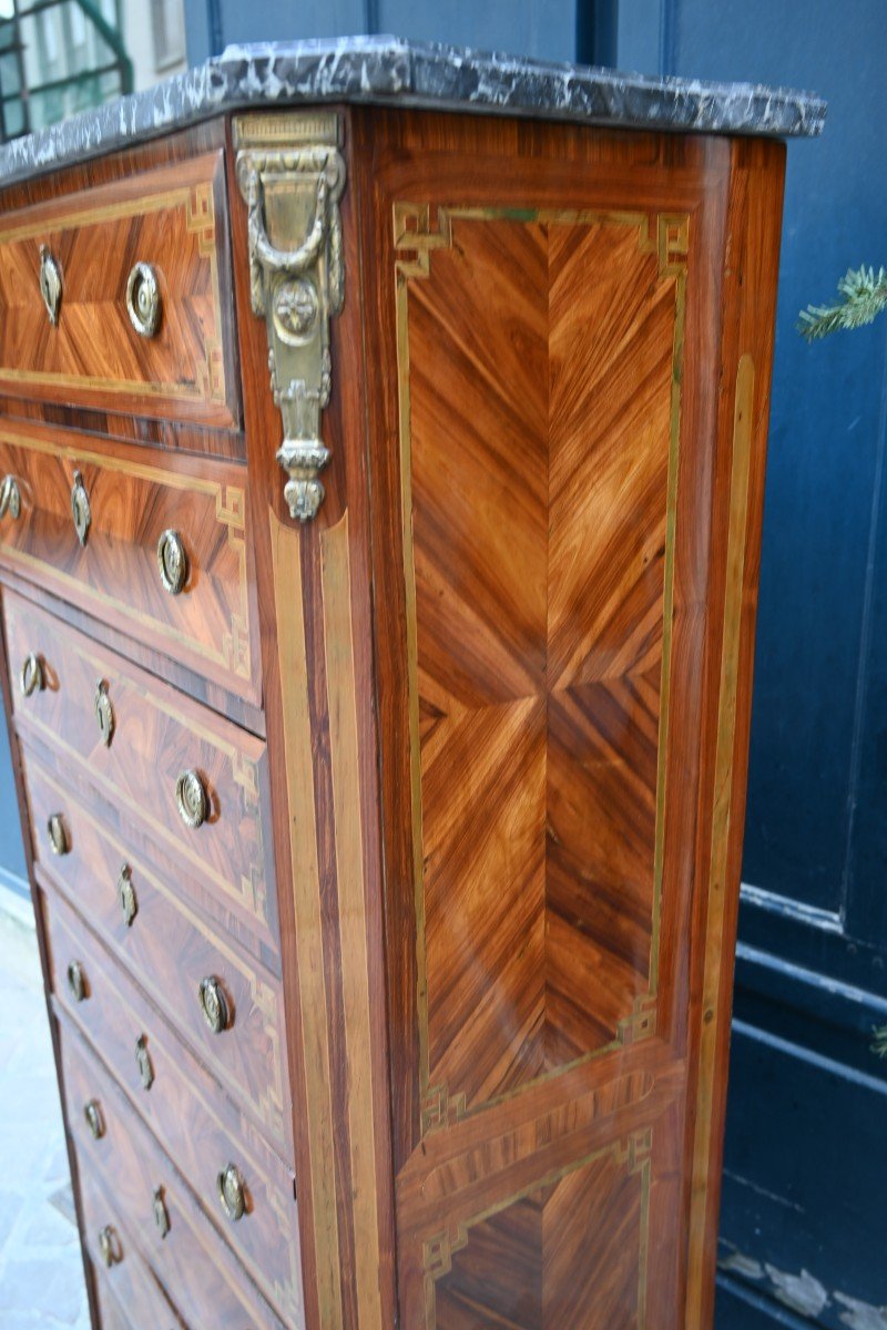 Louis XVI Period Veneer Wood Secretary Weekly-photo-1