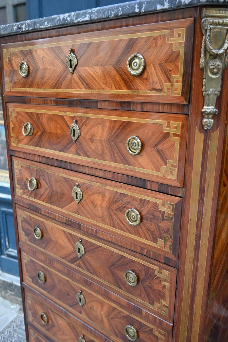 Louis XVI Period Veneer Wood Secretary Weekly-photo-2