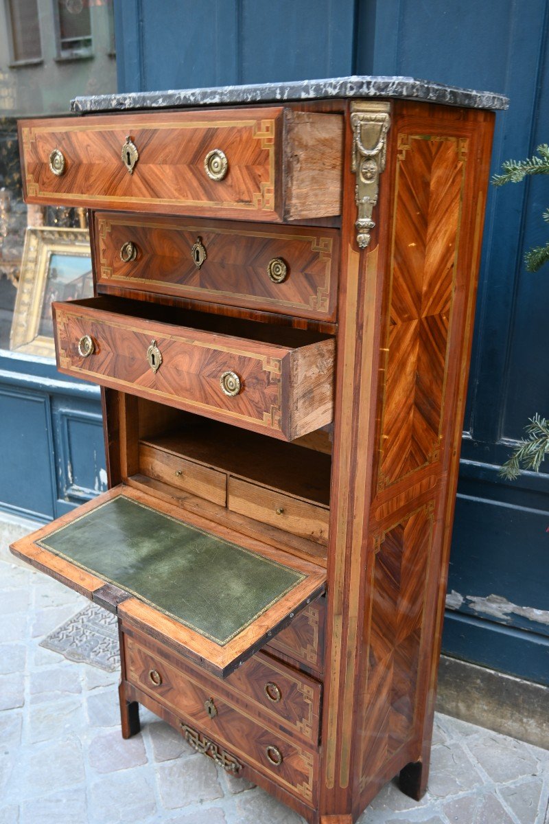 Louis XVI Period Veneer Wood Secretary Weekly-photo-7