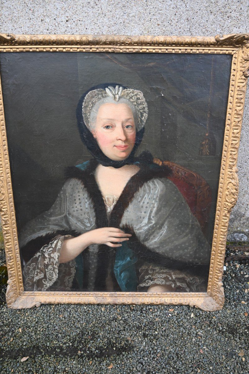 Portrait De Femme D époque Louis XV Signé De Descours-photo-1