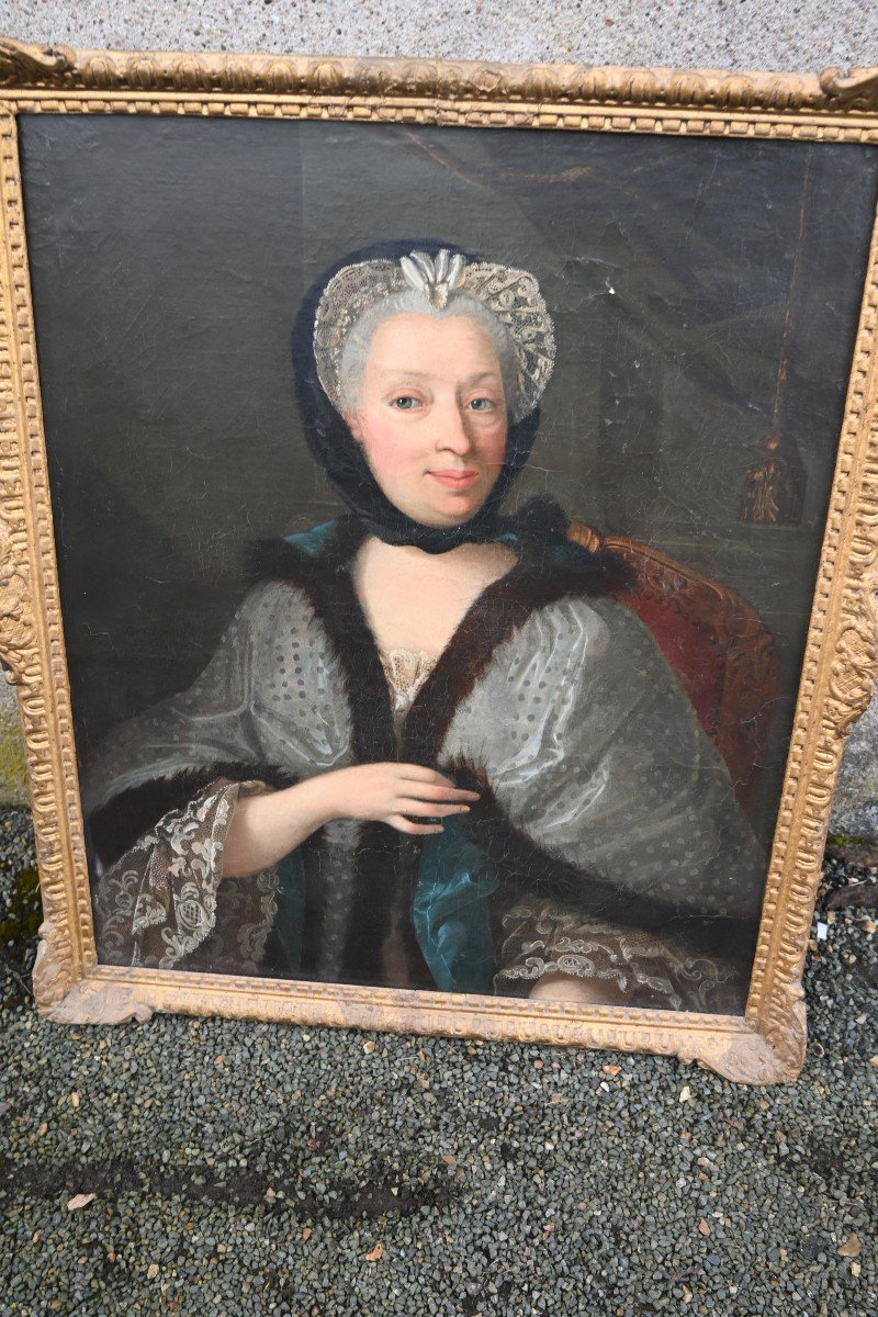 Portrait De Femme D époque Louis XV Signé De Descours