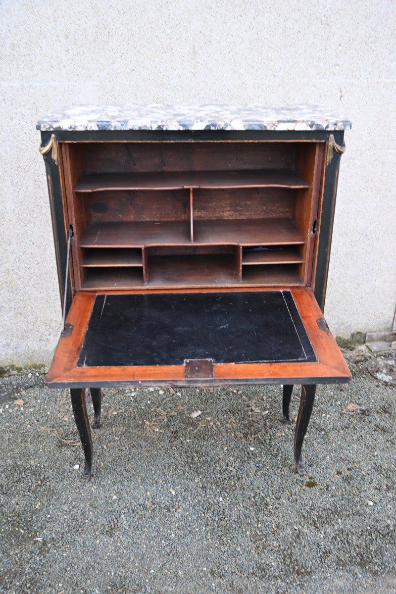 Lacquered Secretary Decorated With Chinese Motifs, Louis XVI Period, Attributed To Dusautoy-photo-3