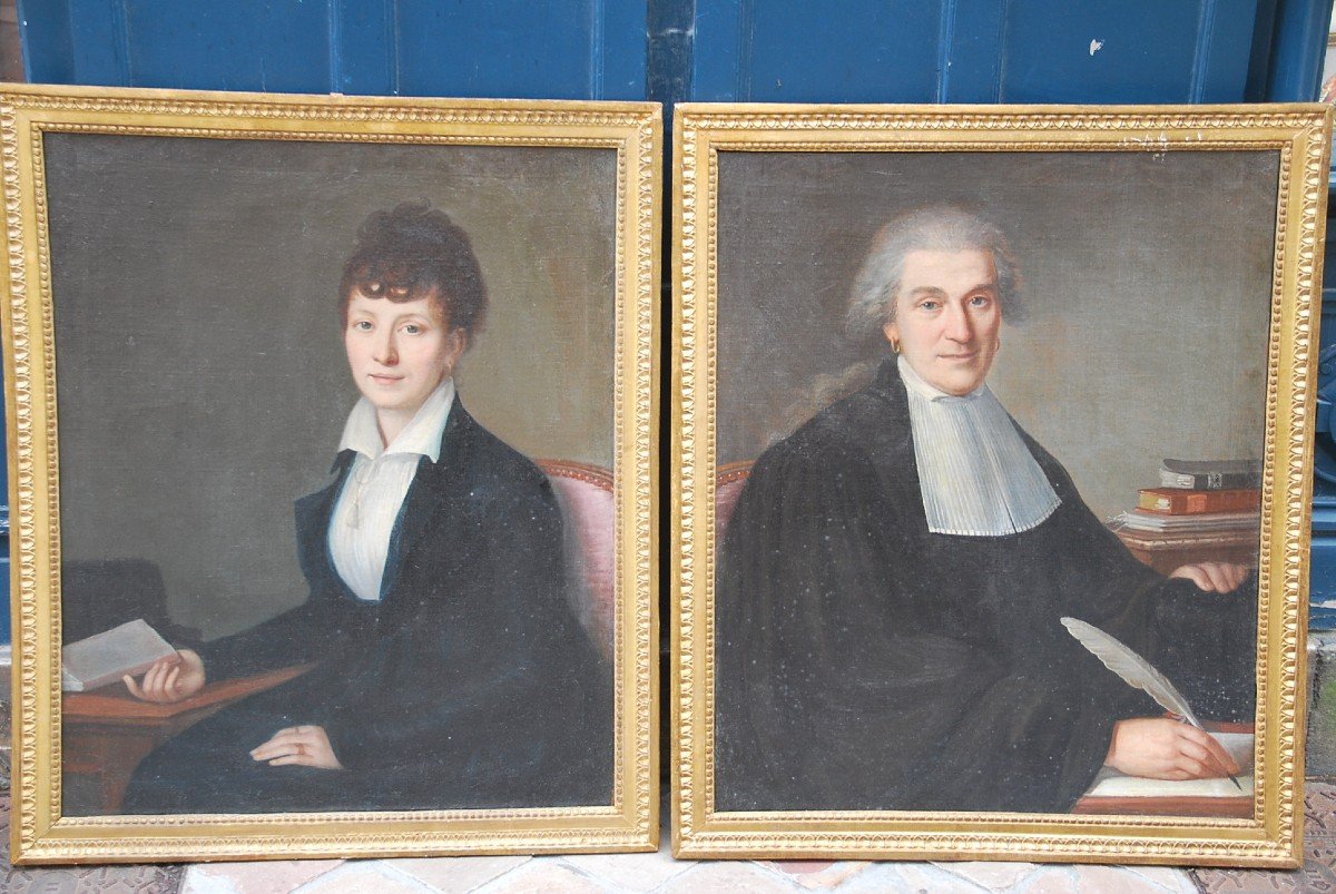 Portrait Of Monsieur De Germainville, Lawyer And His Wife, Late 18th Century