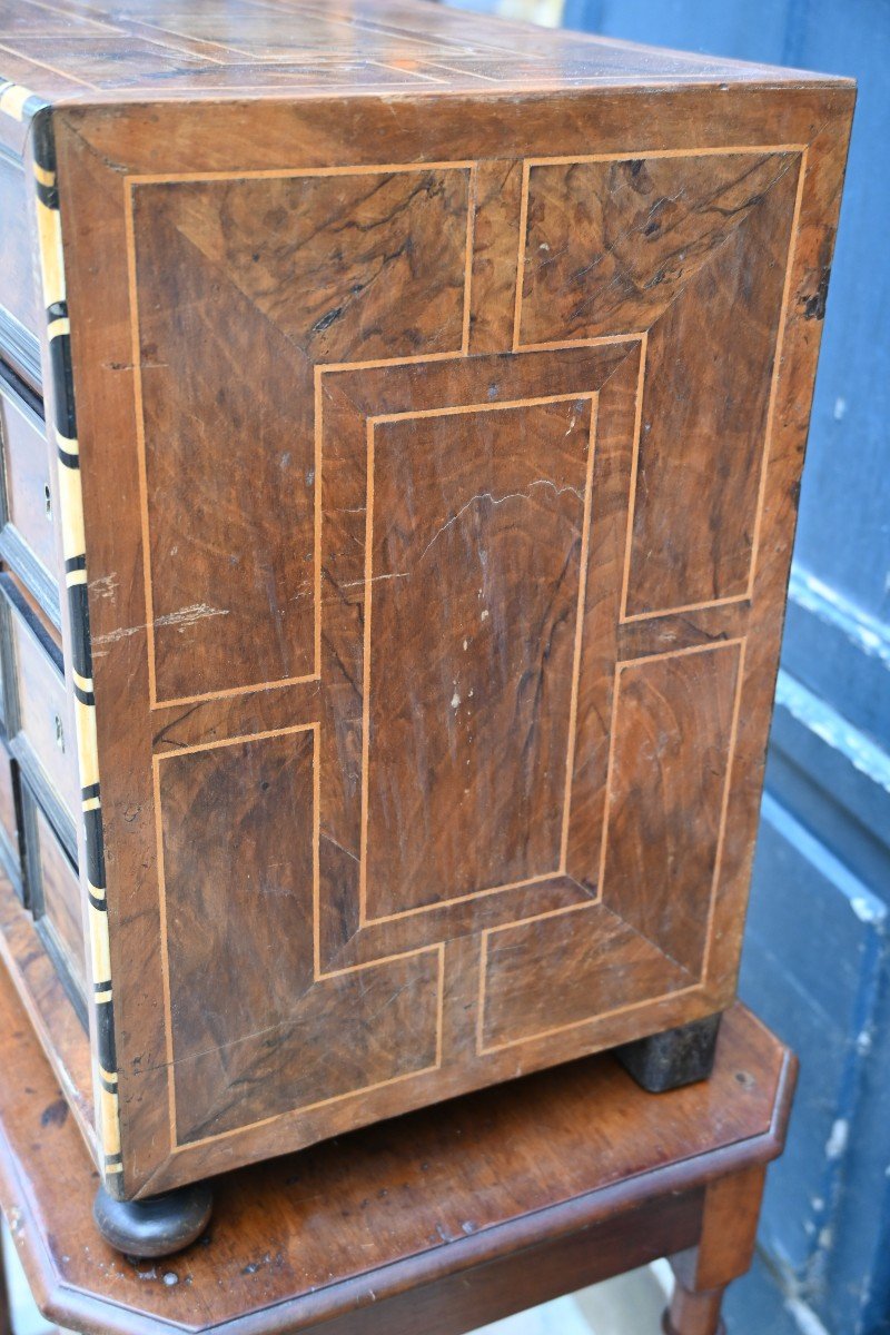 Cabinet In Walnut Veneer, Ebony And Ivory, Late 17th Century-photo-4