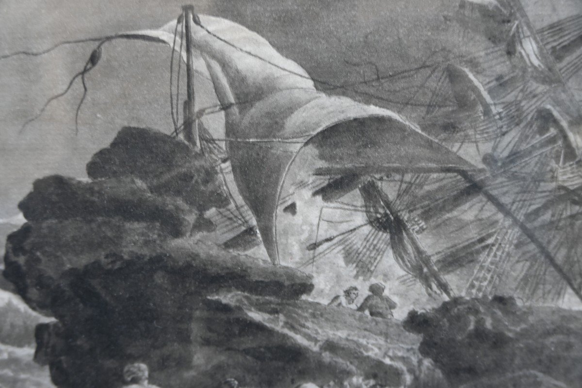 Lacroix De Marseille, Shipwreck Scene Drawing-photo-1