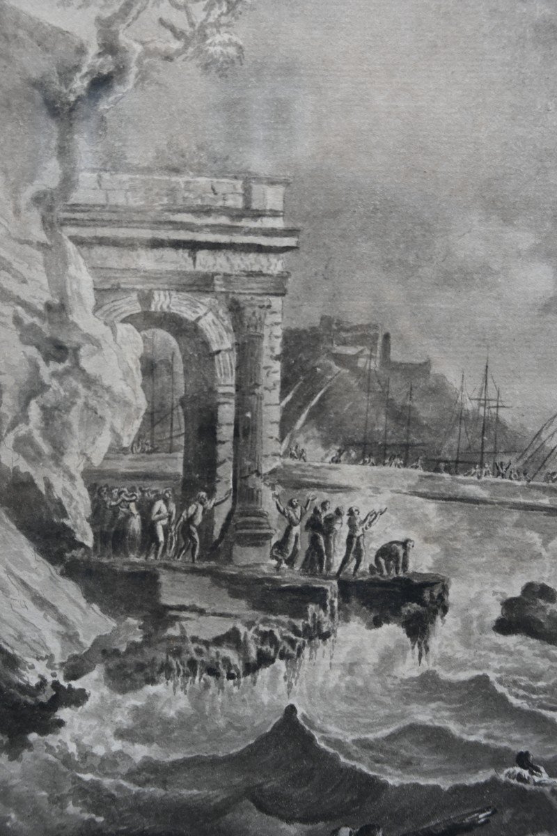 Lacroix De Marseille, Shipwreck Scene Drawing-photo-5