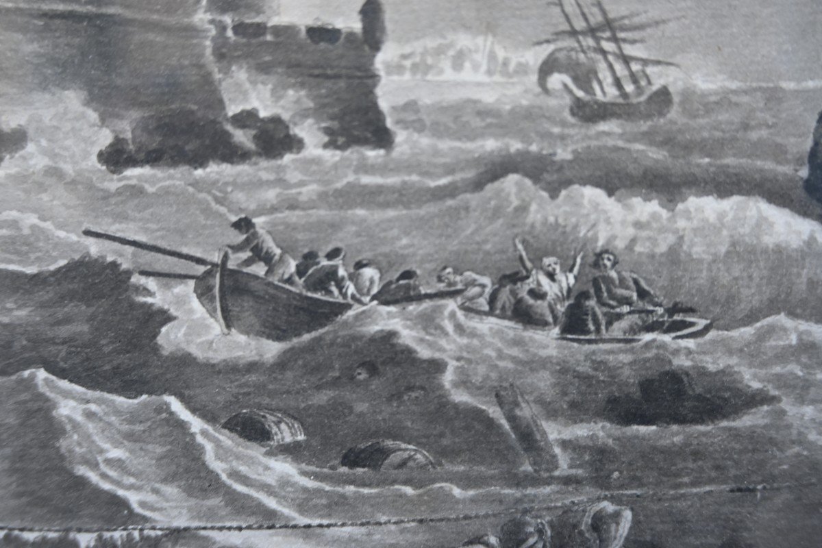 Lacroix De Marseille, Shipwreck Scene Drawing-photo-7