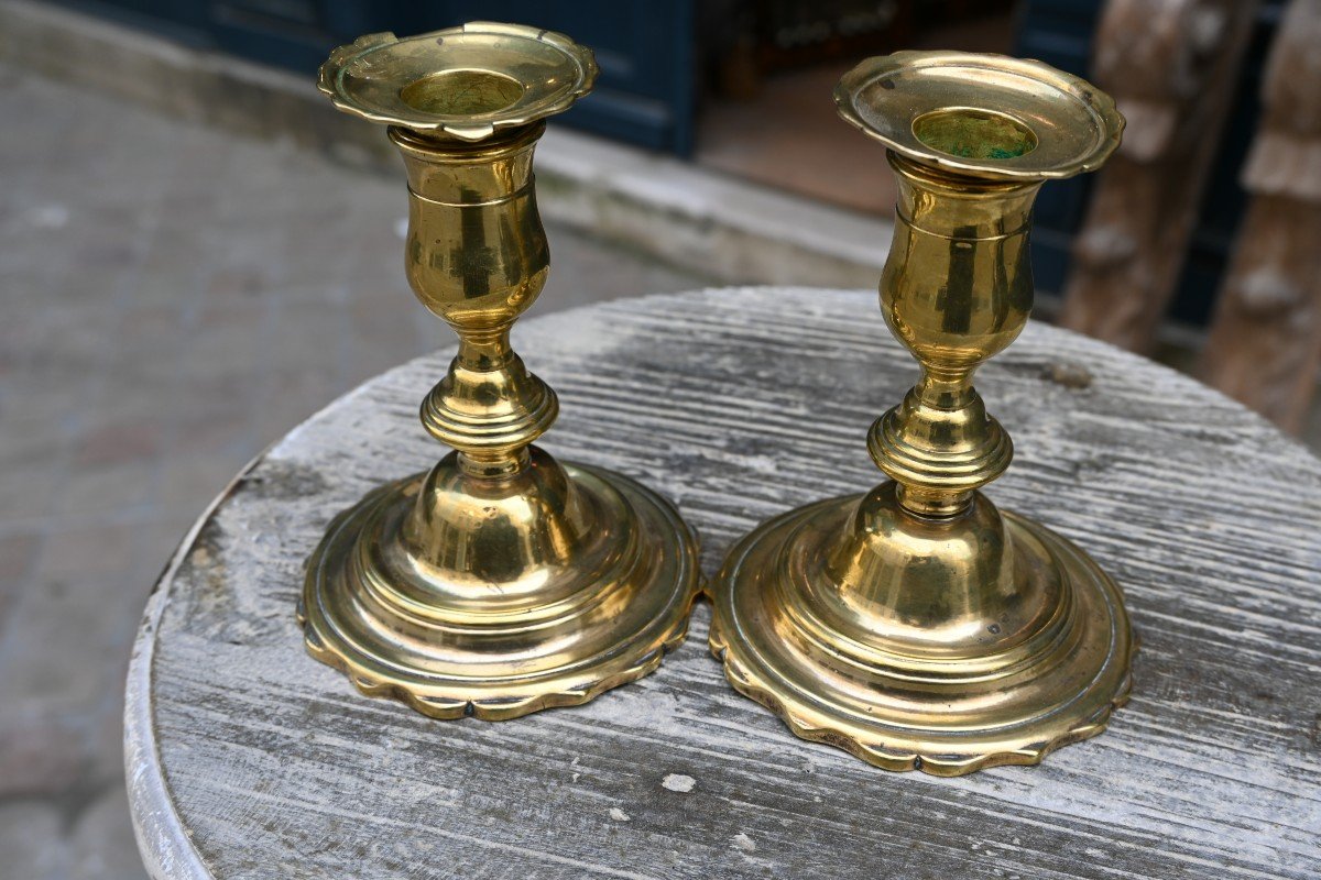 Paire De Bougeoirs De Coiffeuse D époque Louis XV-photo-2